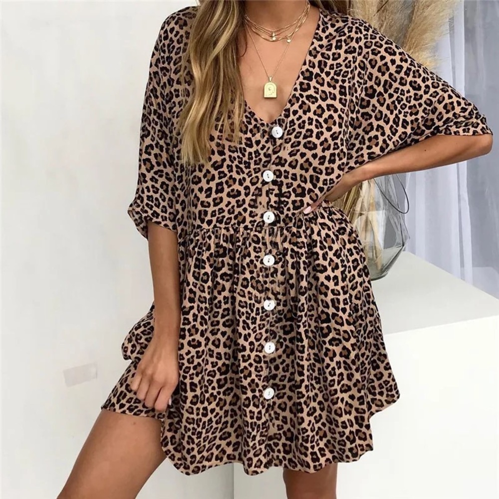 Leopard Loose Silky Baby Doll Dress XL/1X ✨